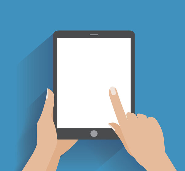 Hand holding smartphone with blank screen