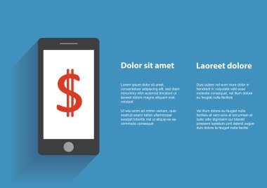 Dolar işareti üstünde belgili tanımlık perde ile Smartphone