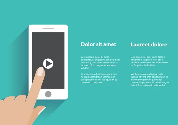 Hand röra smartphone med play-knappen på skärmen — Stock vektor