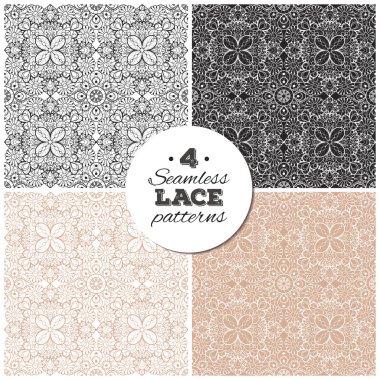 Sorunsuz dantel arka planlar, hassas vintage desenleri kümesi