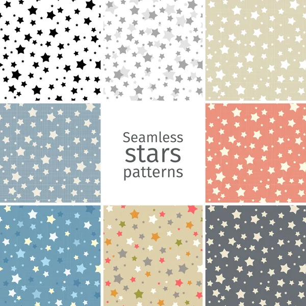 Uppsättning 8 sömlös stjärnor mönster — Stock vektor