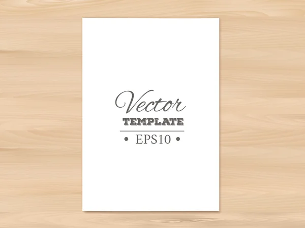 Plantilla de hoja de papel en blanco sobre fondo de madera — Vector de stock