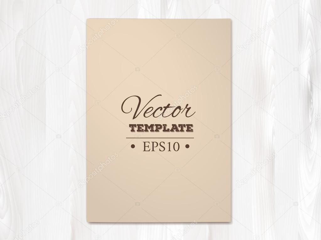 Template of blank paper sheet on a wooden background