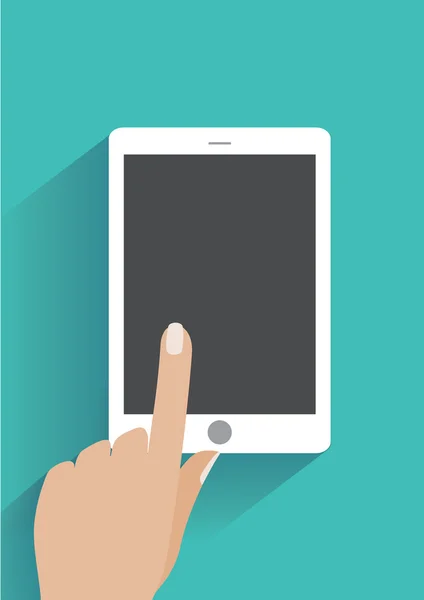 Smartphone de mano con pantalla en blanco — Vector de stock