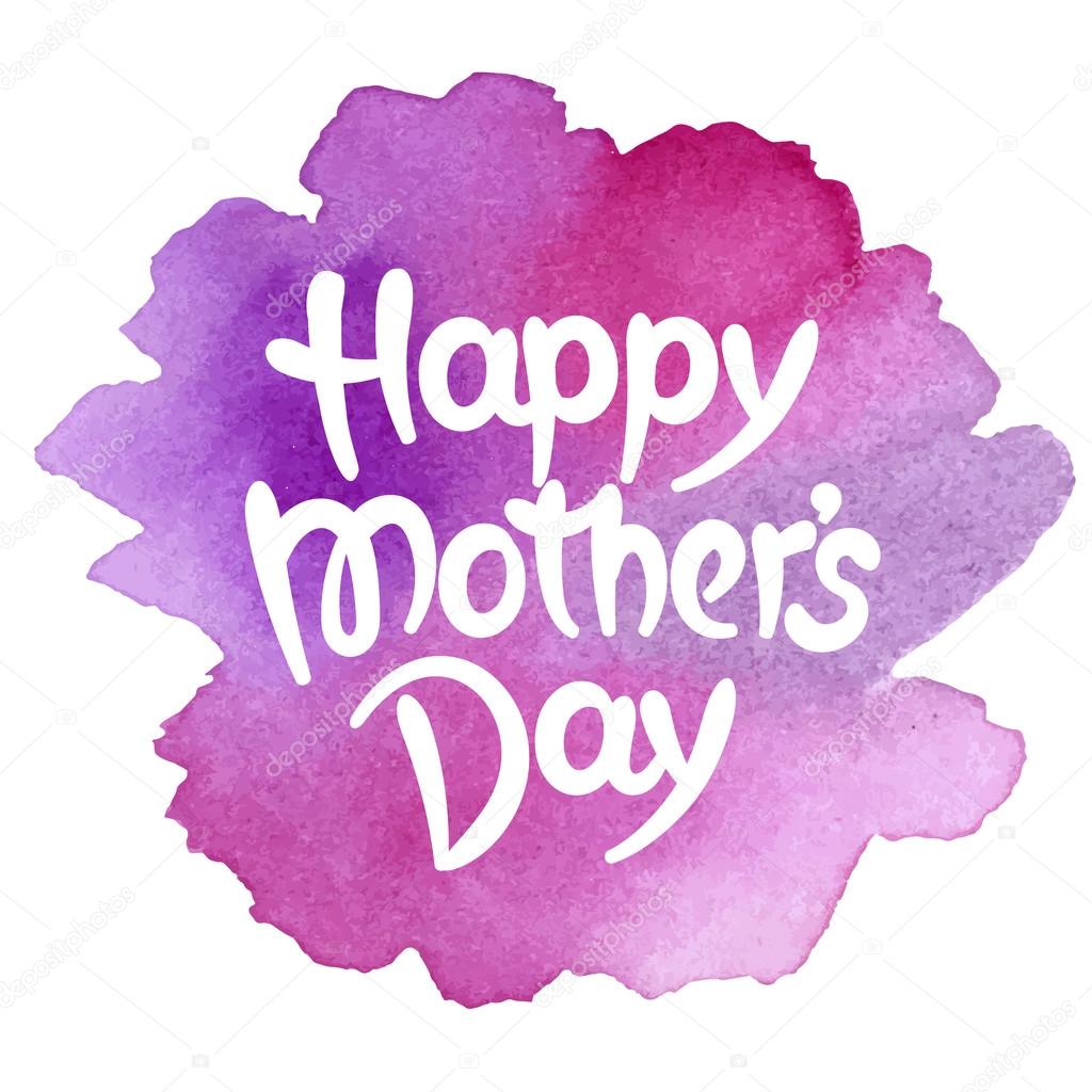 Happy mothers day hand-drawn lettering against watercolor background