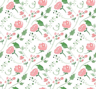 Vektör çizim - suluboya çiçekli Seamless Modeli