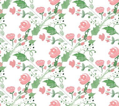 Vektör çizim - suluboya çiçekli Seamless Modeli