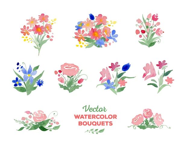 Vector acuarela ramos florales — Vector de stock