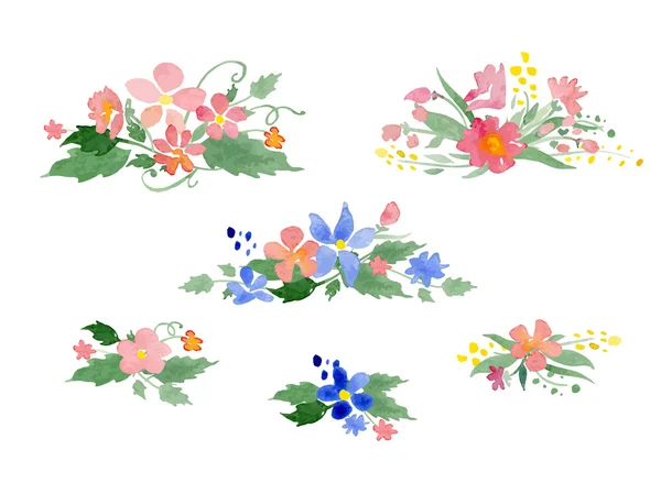 Bouquets floraux vectoriels aquarelle — Image vectorielle