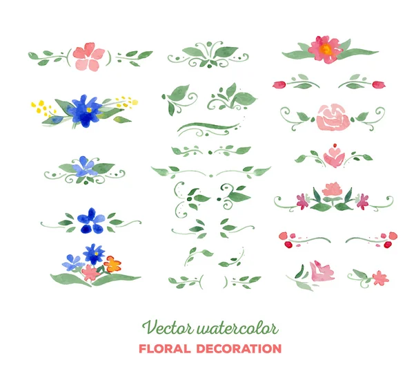 Vektor Aquarell florale Elemente. Blumen, Blätter, Sträuße — Stockvektor