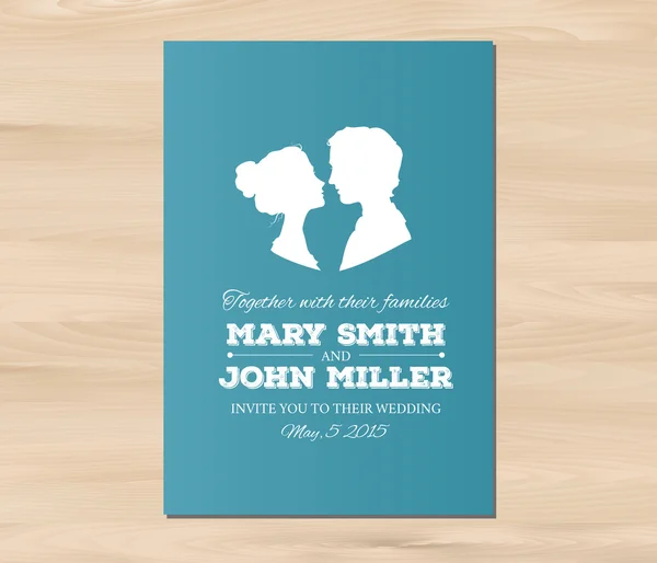 Vector wedding invitation with profile silhouettes of man and wo — Stock Vector