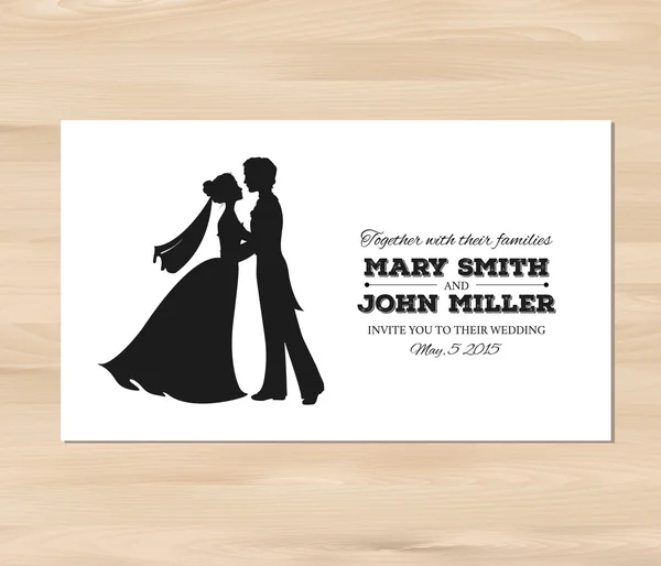 Invitation de mariage vectoriel avec des silhouettes de profil de mariée et — Image vectorielle