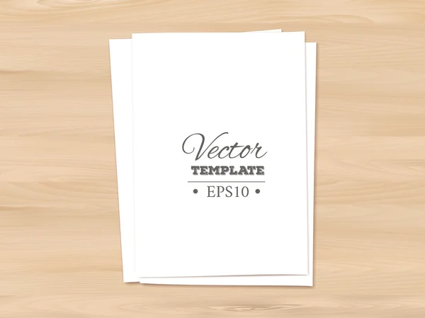 Template of blank paper sheet on a wooden background — Stock Vector