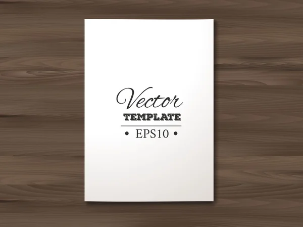 Template of blank paper sheet on a wooden background — Stock Vector