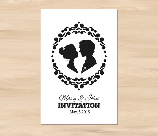 Invitation de mariage vectoriel avec des silhouettes de profil de l'homme et wo — Image vectorielle