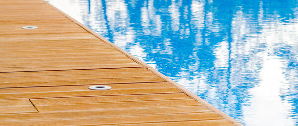 Swimming pool and wooden deck