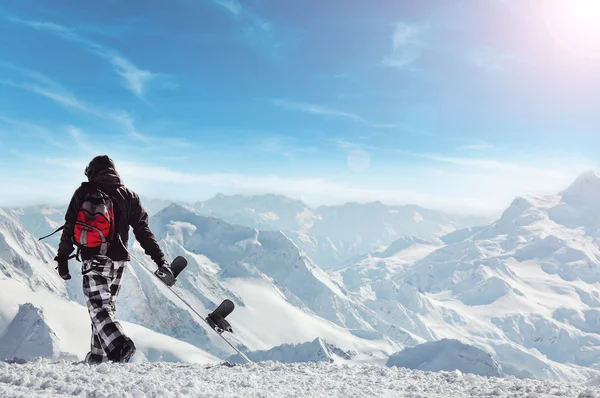 Snowboard freerider  in the mountains — Stock Photo, Image