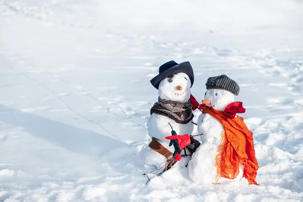 Couple of snowmen — Stock Photo, Image