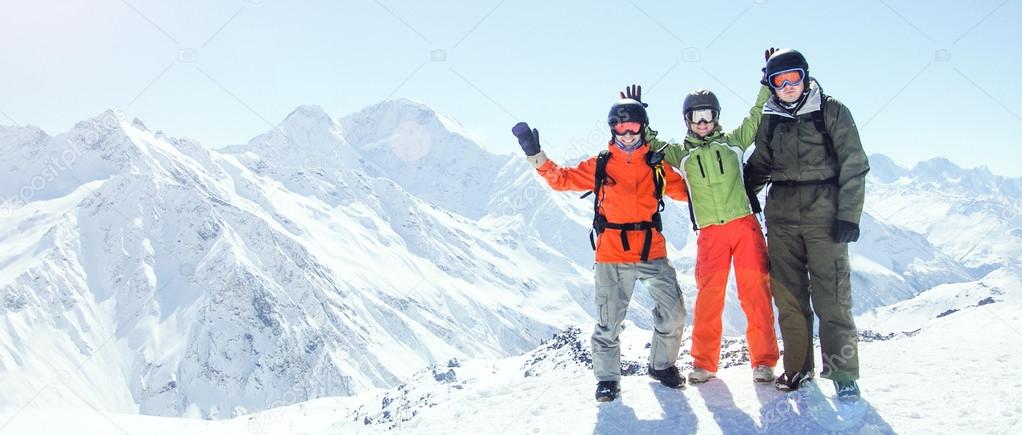 Snowboarders in the mountains