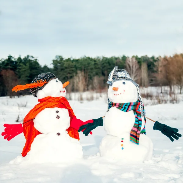 Δυο χιονάνθρωποι — Φωτογραφία Αρχείου