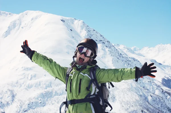 Happy girl in the mountains — Stock Photo, Image