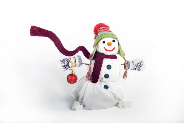 Boneco de neve isolado no fundo branco. — Fotografia de Stock