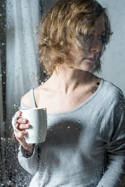 Portrait of Young woman with cup — Stock Photo, Image