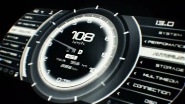 Futuristik bir arayüze yüksek çözünürlüklü görüntüleri. İlginç arka plan dijital. Yanıp sönen ve göstergeler ve durumları arasında geçiş yapma