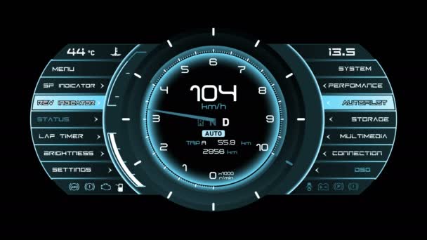 High resolution footage of futuristic interface. Interesting abstract digital background. Blinking and switching indicators and statuses — Stock Video