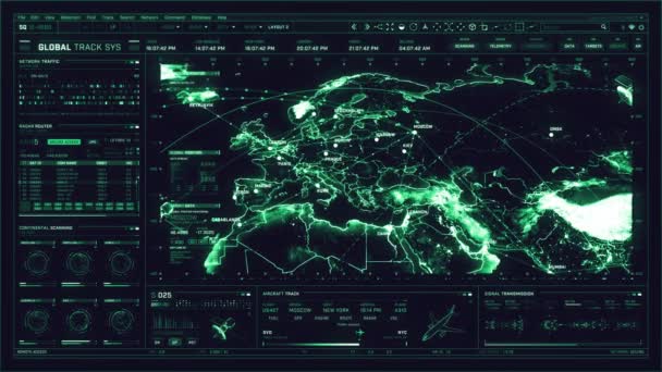 Futuristische Digitale Schnittstelle Bildschirm Ortung Überall Auf Der Welt Extrem — Stockvideo
