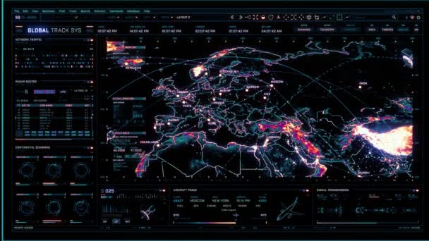 Écran Interface Numérique Futuriste Multicolore Localisation Suivi Partout Dans Monde — Video