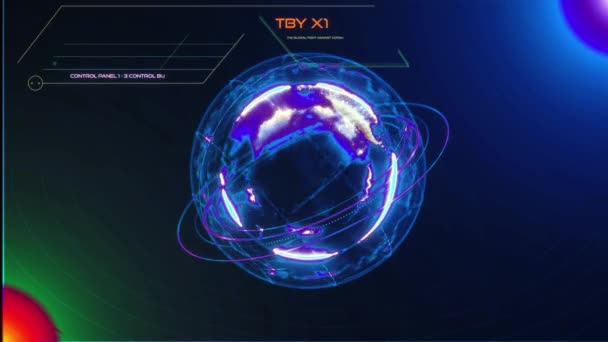 Holograficzny Cyfrowy Interfejs Użytkownika Hud Earth Globe Koncepcja Technologii Wojskowych — Wideo stockowe