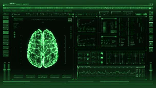 Interface Futurista Verde Analisando Anatomia Morfologia Cérebro Humano Perfil Médico — Vídeo de Stock