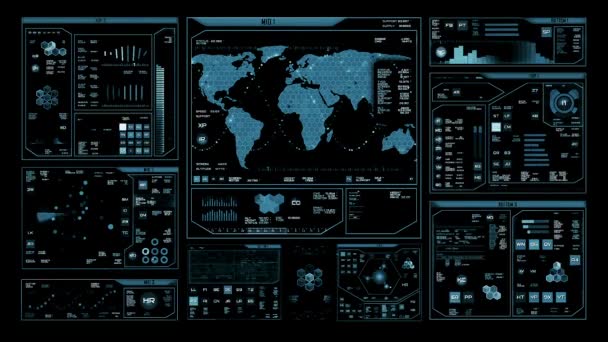 Interface de centro de comando futurista (loop ready ) — Vídeo de Stock