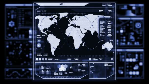 Interface de centro de comando futurista (loop ready ) — Vídeo de Stock