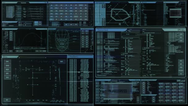 Futuristiska command center-gränssnittet (loop klar) — Stockvideo