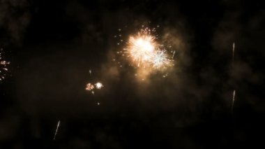 gece gökyüzünde patlayan renkli havai fişek