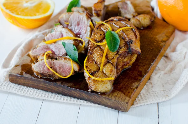 Roasted duck breast with orange sauce — Stock Photo, Image