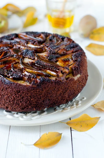 Chocolate cake with pears — Stock Photo, Image