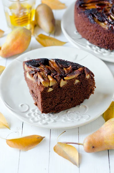 Torta al cioccolato con pere — Foto Stock