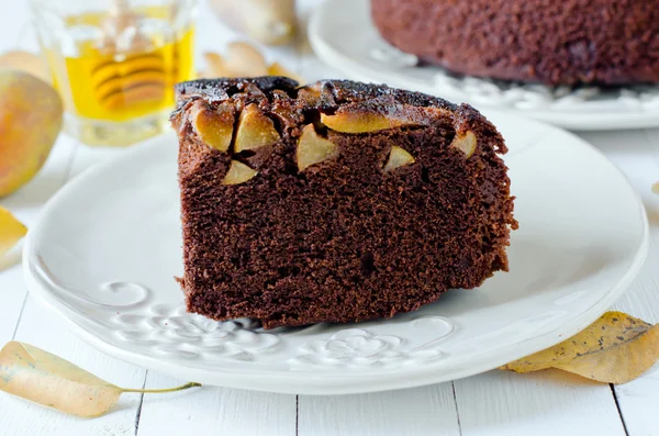 Torta al cioccolato con pere — Foto Stock