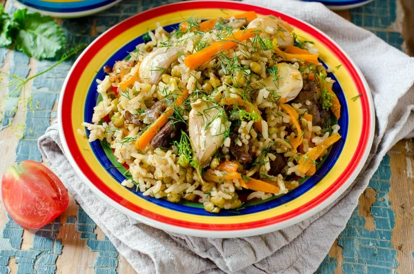 Pilaf of lamb with beans mung — Stock Photo, Image