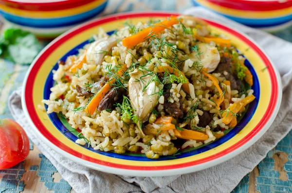 Pilaf of lamb with beans mung — Stock Photo, Image