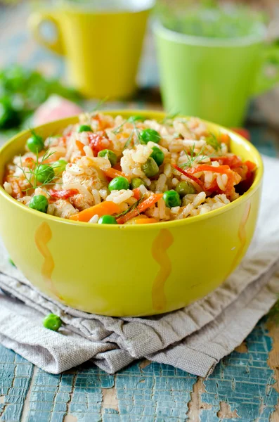 Pilaf with chicken and vegetables — Stock Photo, Image