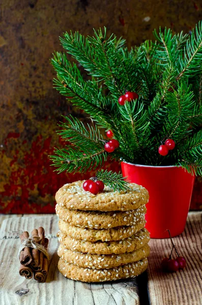Christmas cookies with sesame seeds — Stock Photo, Image
