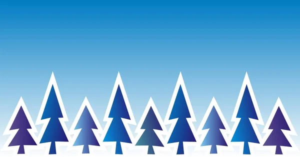 Snöiga Träd Vinterlandskap Vektor Illustration — Stock vektor