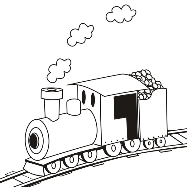 Dampflokomotive Malbuch Vektorsymbol — Stockvektor