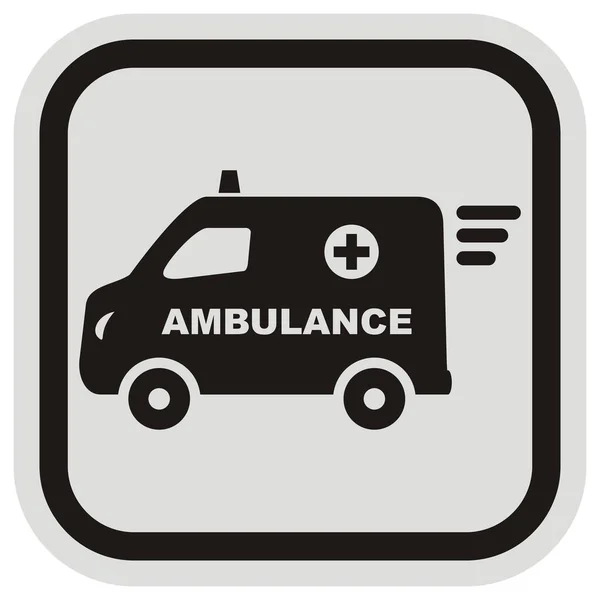 Ambulance Black Van Gray Black Frame Vector Symbol — Stock Vector