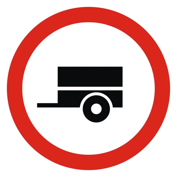 Pas Entrée Véhicules Moteur Avec Remorque Panneau Routier Icône Vectorielle — Image vectorielle