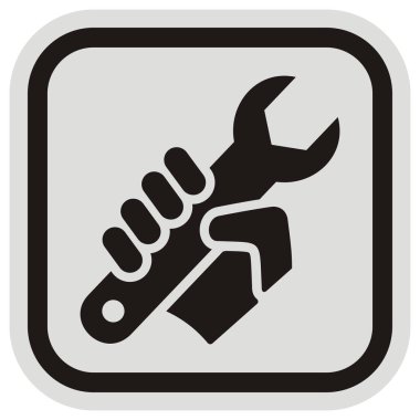 installation, hand with wrench, vector iconat gray and black frame clipart